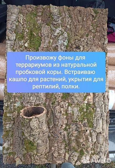 Пробковая кора в террариум, задняя стенка, фон