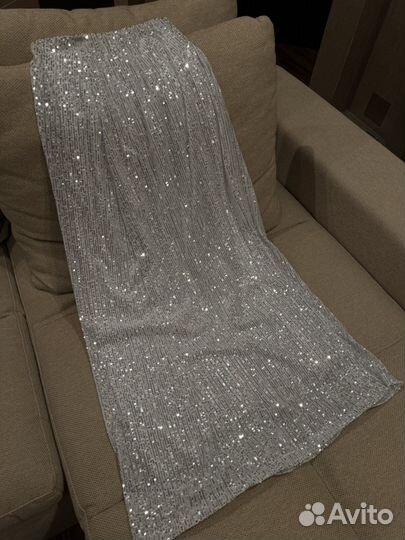 Юбка длинная блестящая