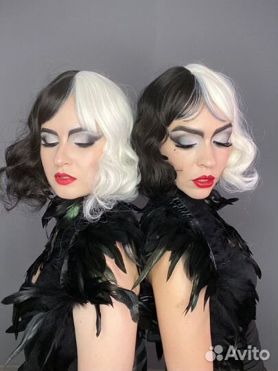 Парик Круэлла черно-белый