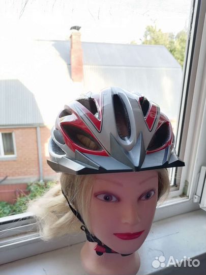 Велошлем взрослый красный регулируемый