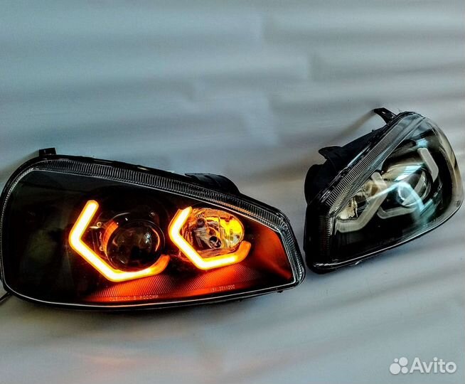 Тюнинг фары калина 1 ангельские глазки bi led
