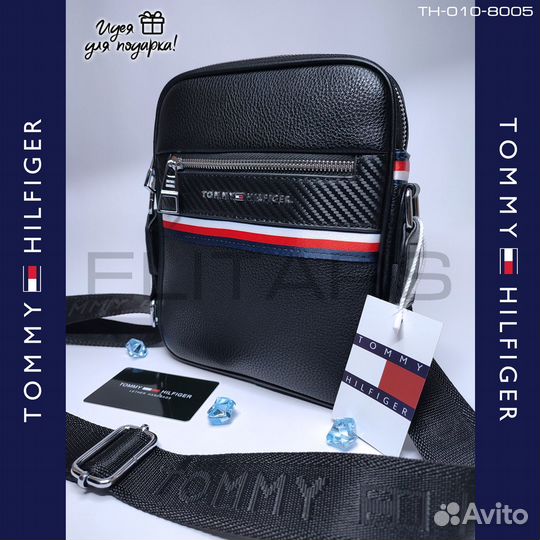 Сумка мужская карбон с лого Tommy Hilfiger арт8005