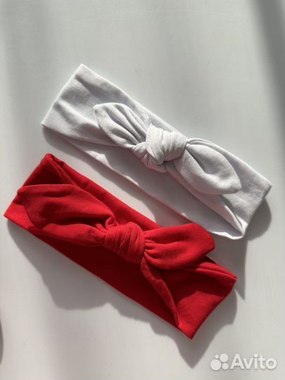 Две Повязки на голову для девочки 3-6 месяцев