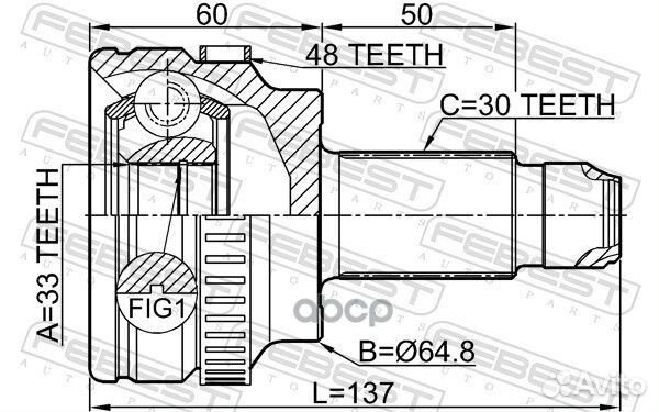 ШРУС внешний BMW 3 E90/E91 2004-2012 1910-E60A48