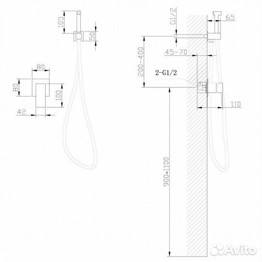 Гигиенический душ Abber Daheim AF8225G, золото матовое