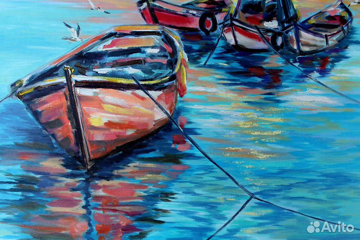 Большая картина маслом морской пейзаж