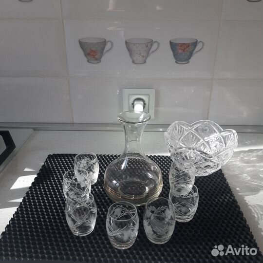 Графин и рюмки стекло СССР ретро ваза хрусталь