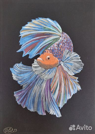 Картина Яркая Рыбка Акварель 20 х 30 см