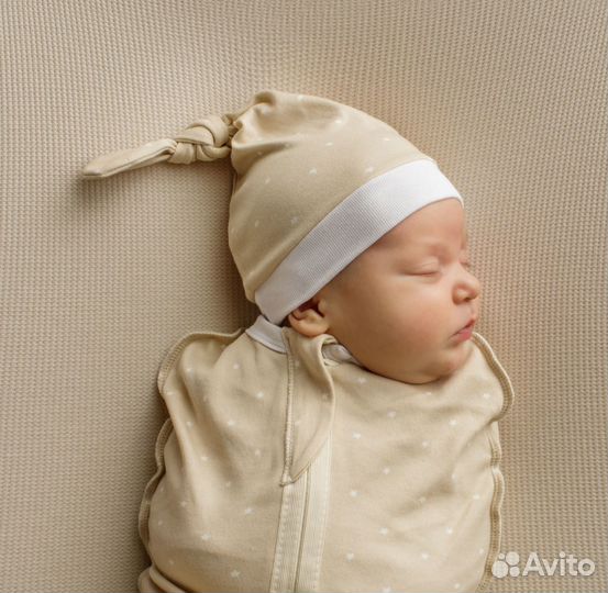 Пеленка кокон на молнии с шапочкой, 56-68