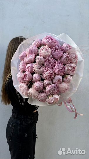 Букет пионов. Доставка в аквабоксе