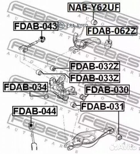 Febest fdab-044 Сайлентблок задн нижн продол рычаг