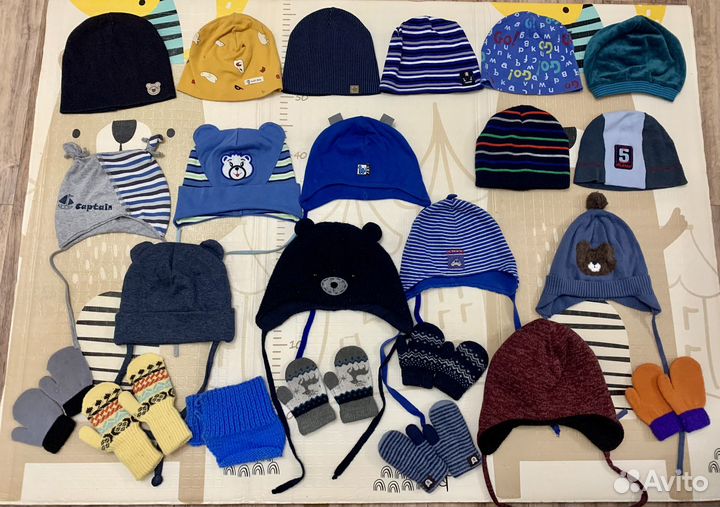 Пакет шапок и варежек на мальчика 44/46/48