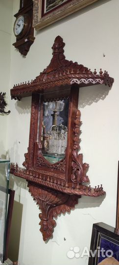 Антикварное настенное зеркало, красное дерево, на