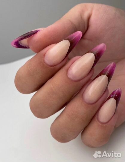 Маникюр, Наращивание, Выкладной френч, Гель лак