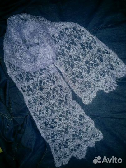 Шарф из мохера ажурный ручная работа