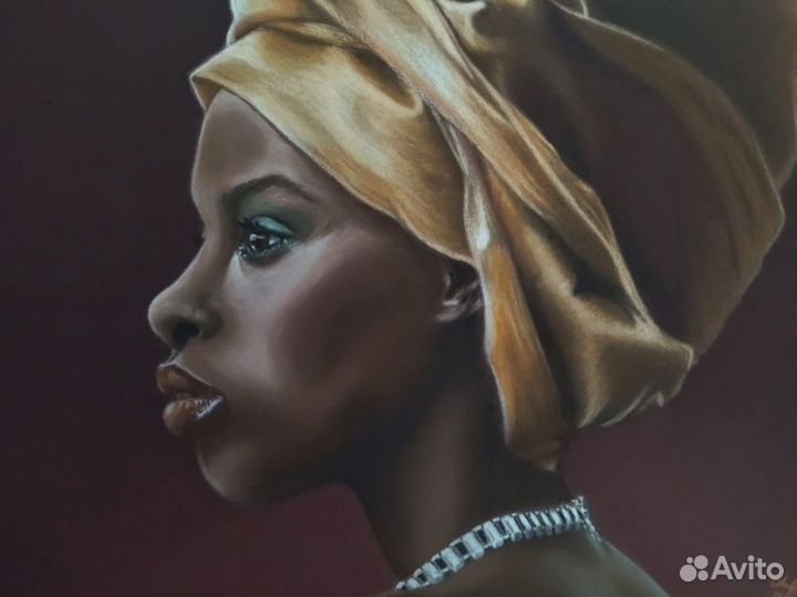 Картина сухой пастелью Африканская девушка