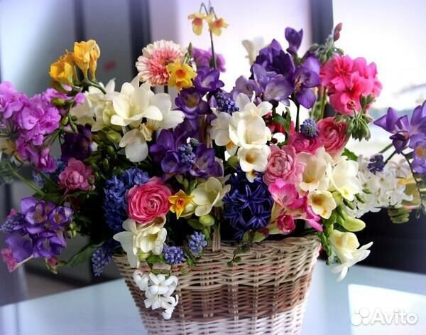 Картина по номерам 40x50 Разноцветный букет в корз