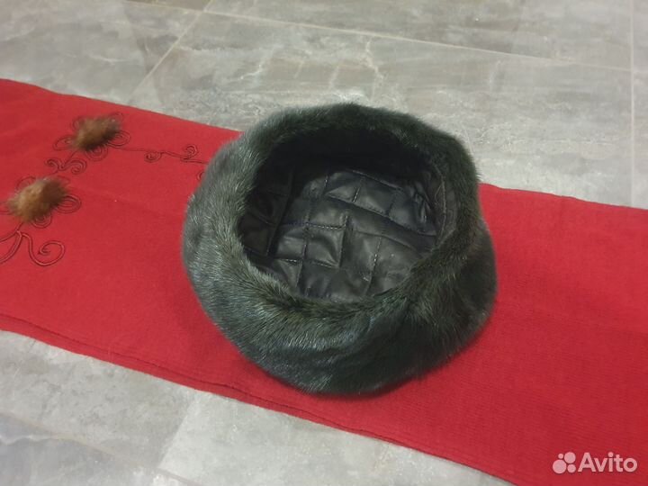 Берет норковый с шарфом