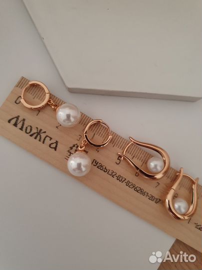 Серьги с жемчугом медицинское золото