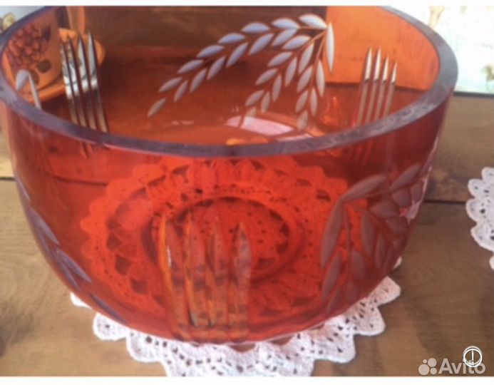 Рубиновое стекло ссср, кахла райские птицы винтаж