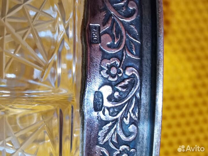 Конфетница хрусталь СССР с серебром 875