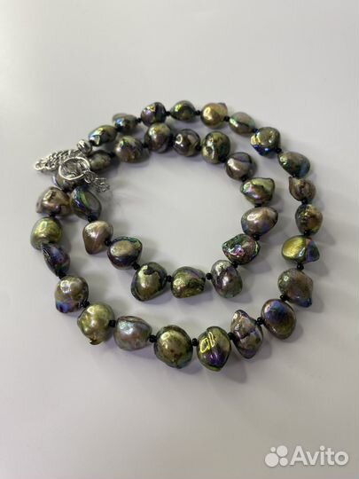 Цветные бусы из натурального жемчуга 45 см