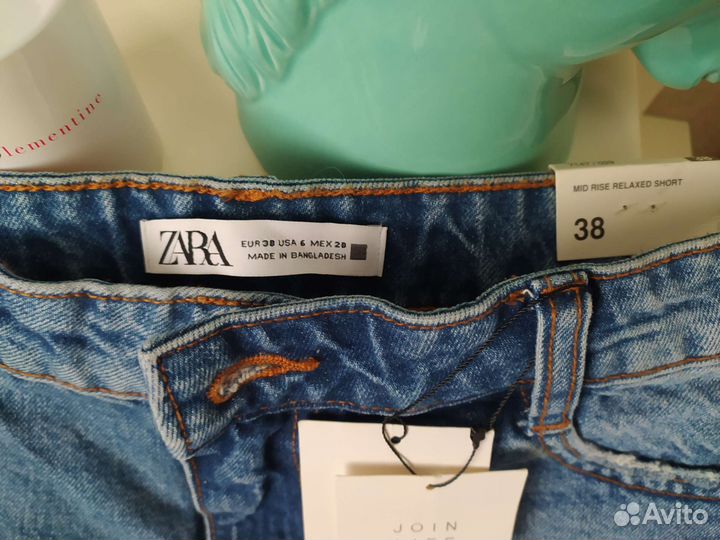 Джинсовые шорты zara 38