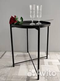 Стол поднос круглый металлический 2 в 1