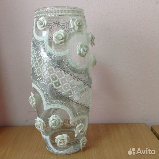 Ваза для цветов с декором-ручная работа