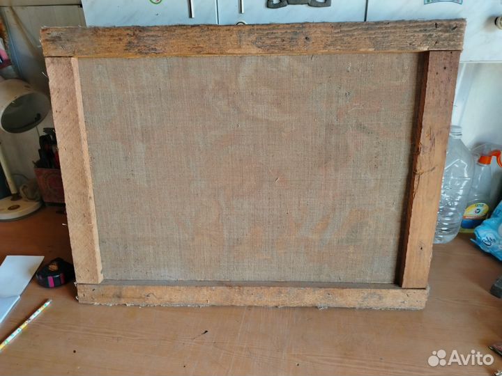 Картина 50х годов, х/м, охота на львов