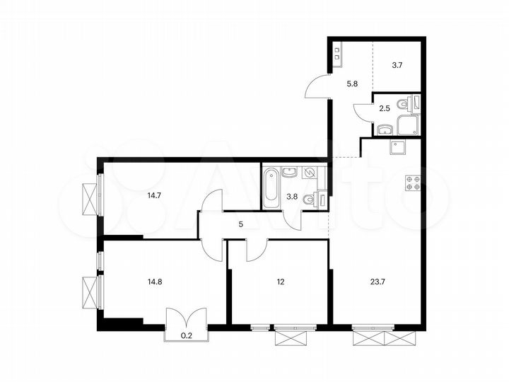 3-к. квартира, 86,2 м², 8/25 эт.