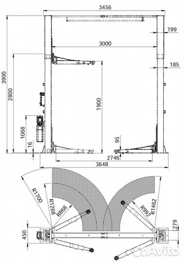 Подъемник 2-х стоечный г/п 5 тонн