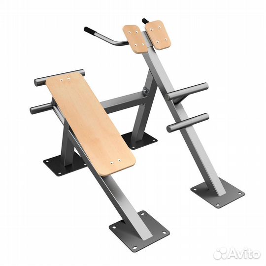 Уличный тренажер Скамья для пресса + гиперэкстензи