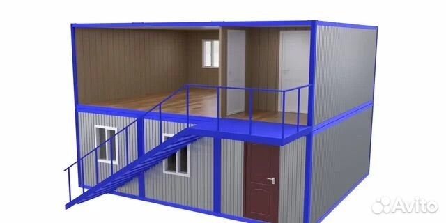 Модульная эконом бытовка с площадкой на кровле