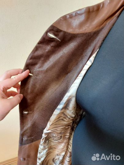 Кожаный плащ женский 42 44