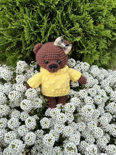 Вязанный мишка крючком игрушка ручной работы
