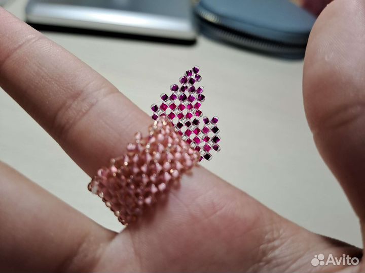 Кольцо из бисера с бабочкой на заказ