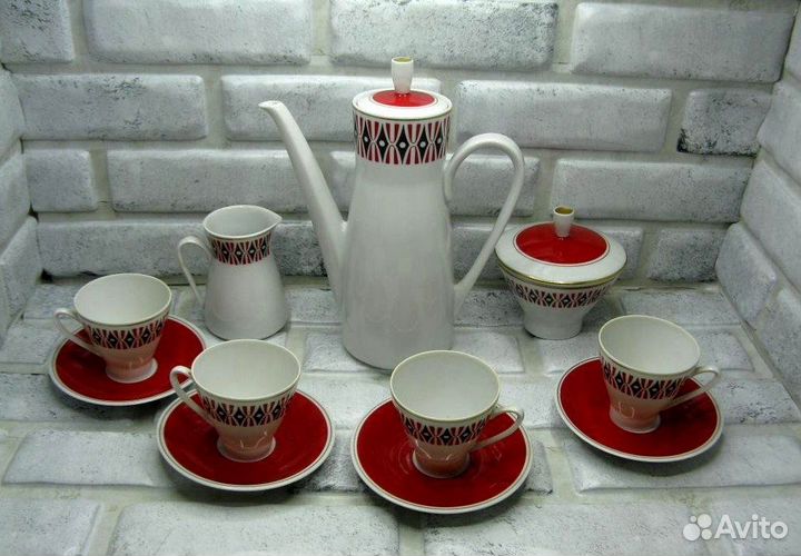 Сервиз кофейный ГДР костяной фарфор Freiberger por