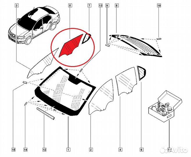 Стекло двери заднее правое Renault Logan 2 L8