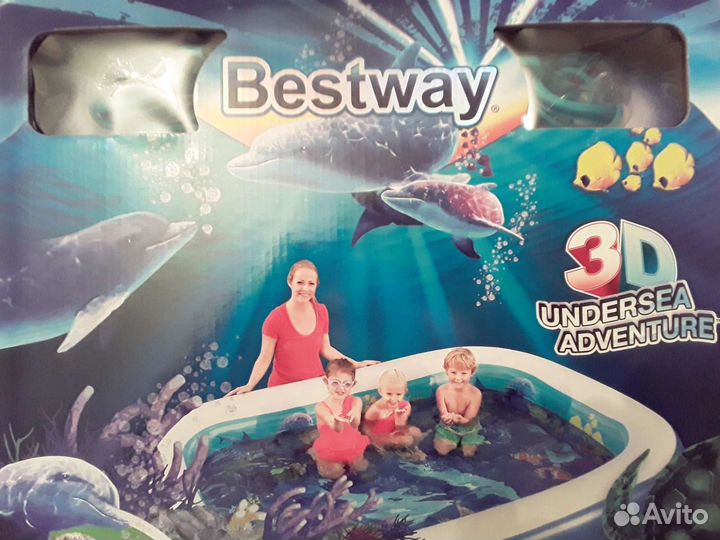 Новый В упаковке надувной бассейн 262на175на51см.7