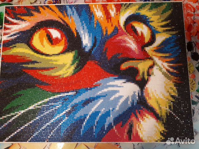 Картина 30х40 алмазная готовая мозаика Кот разноцв