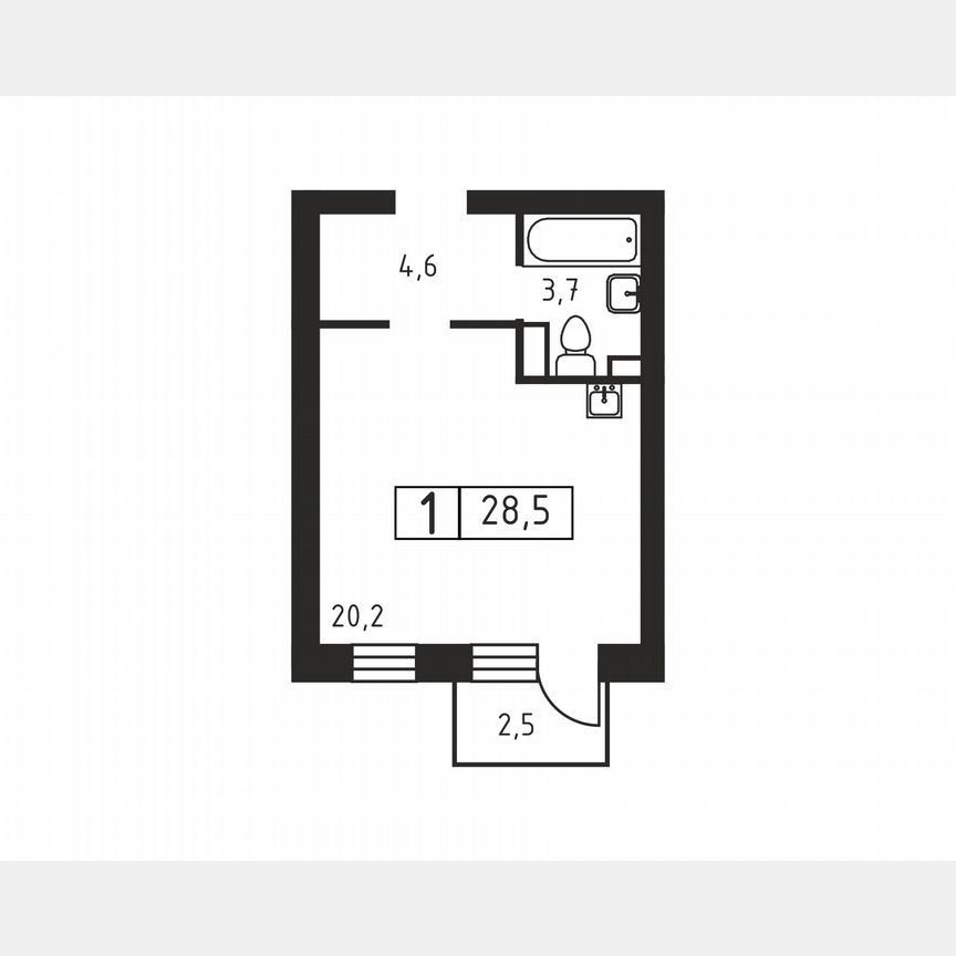 Квартира-студия, 28,5 м², 3/3 эт.