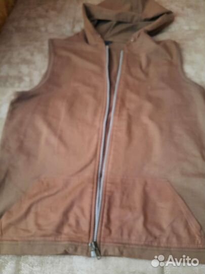 Жилетка х/б с капюшоном на молнии с карманами