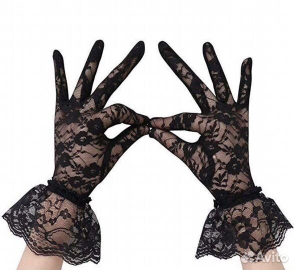 Уши кролика, перчатки кружевные, пеньюар