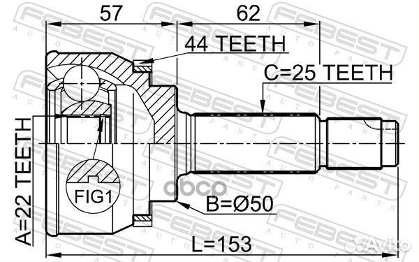 Шрус наружный febest 0410-004A44 0410-004A44 Fe