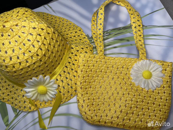 Соломенная шляпа и сумка. Набор для девочек