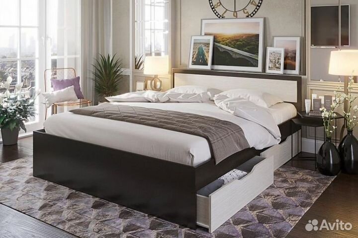 Двуспальная кровать Гармония с ящиками (Виктория)