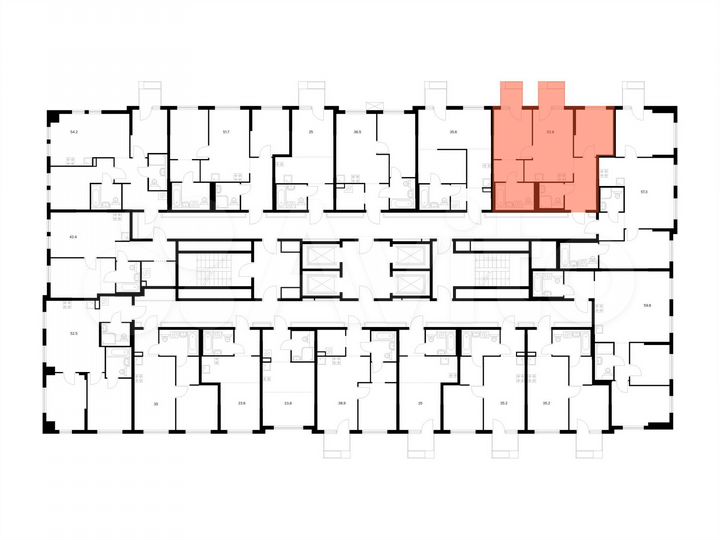 2-к. квартира, 52,8 м², 2/25 эт.