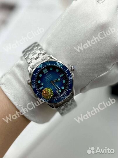 Мужские часы Omega Seamaster минеральное стекло