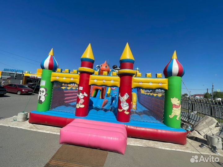 Детский надувной батут с горкой